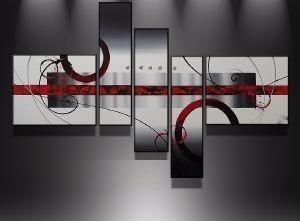 Black Canvas Painting, Abstract Painting, Huge Wall Art, Acrylic Art, 5 Piece Wall Painting, Hand Painted Art, Art for Sale