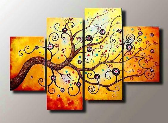 Abstract Art Painting, Large Painting on Canvas, Tree of Life Canvas Art, Bedroom Canvas Paintings, 4 Piece Canvas Art, Buy Paintings Online