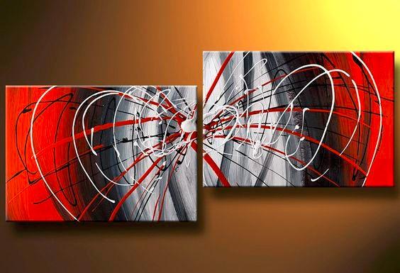 Large Art, Black and Red Canvas Painting, Abstract Art, Wall Art, Wall Hanging, Bedroom Wall Art