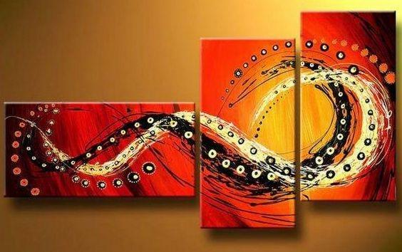 Bedroom Wall Art, Canvas Painting, Large Painting, Red Abstract Art, Abstract Painting, Acrylic Art, 3 Piece Wall Art