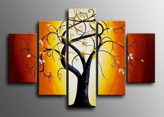 Abstract Canvas Painting, Extra Large Wall Art Paintings for Living Room, 5 Piece Canvas Paintings, Tree of Life Painting, Buy Paintings Online