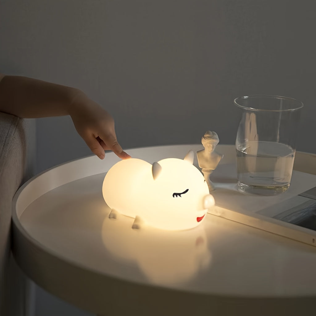 1pc Cute Pig Night Light, Sleep Light, Unplugged Small Desk Lamp, Bedroom Night Light