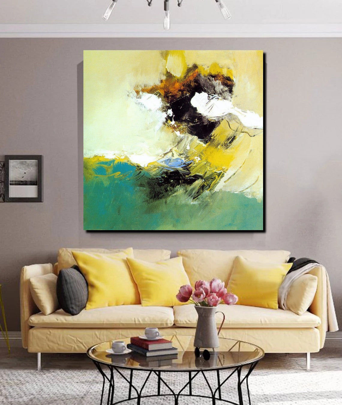 Acrylic Painting for Bedroom, Modern Canvas Painting, Contemporary Artwork, Green Abstract Acrylic Paintings, Hand Painted Canvas Art