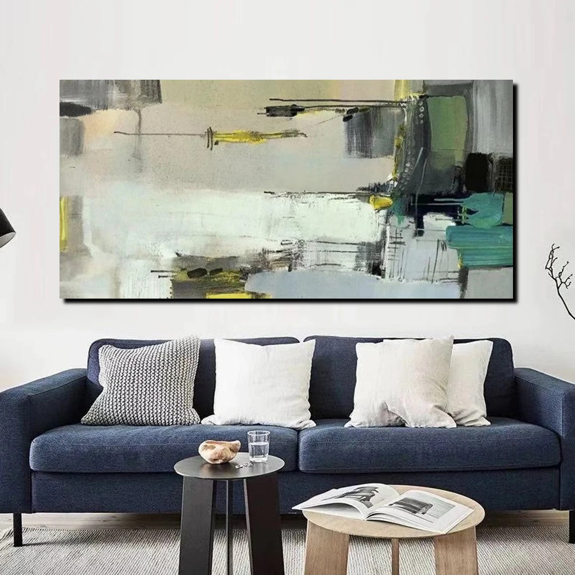 Acrylic Abstract Painting Behind Sofa, Large Painting on Canvas, Living Room Wall Art Paintings, Buy Paintings Online, Acrylic Painting for Sale