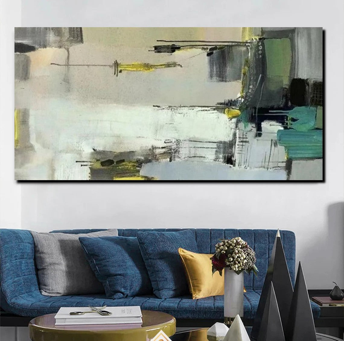 Acrylic Abstract Painting Behind Sofa, Large Painting on Canvas, Living Room Wall Art Paintings, Buy Paintings Online, Acrylic Painting for Sale