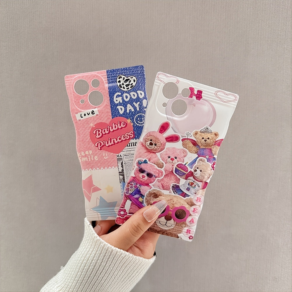 The Pink Bear Splicing Series Mobile Phone Case Set Of Two