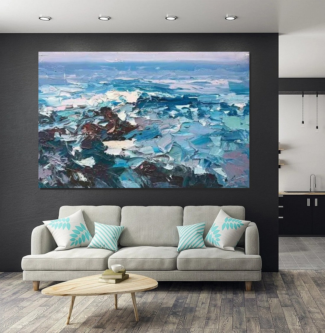 Landscape Canvas Paintings, Seascape Painting, Acrylic Paintings for Living Room, Abstract Landscape Paintings, Seascape Big Wave Painting, Heavy Texture Canvas Art