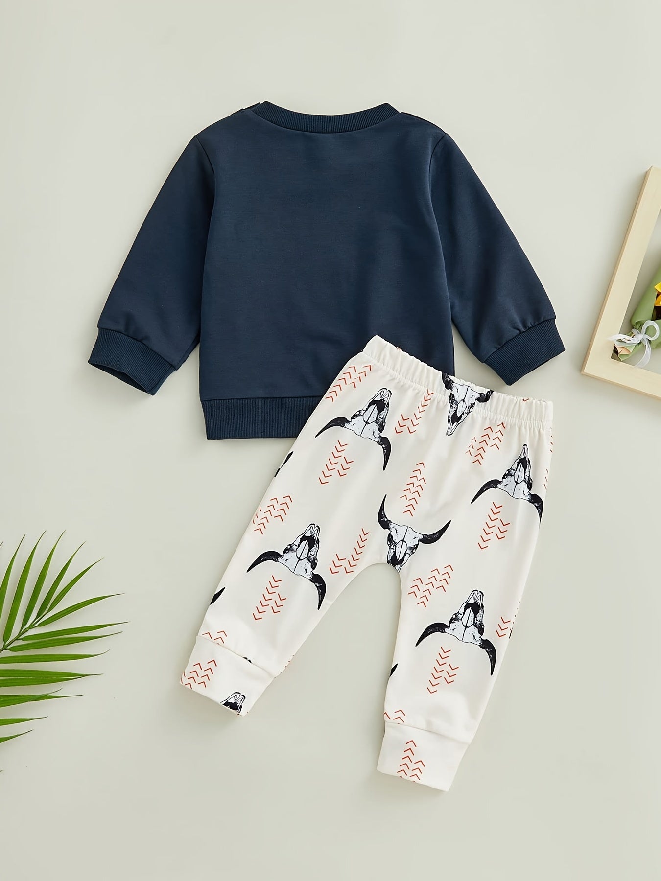 Baby Boys Pullover Sweatshirt & Matching Sweatpants With Cow Head Print Baby Clothes Fall Winter Outfits