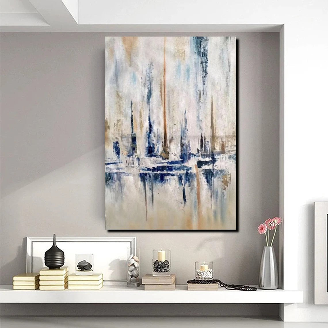 Abstract Sail Boat Painting, Large Wall Art for Living Room, Acrylic Canvas Paintings, Modern Wall Art Paintings, Contemporary Painting