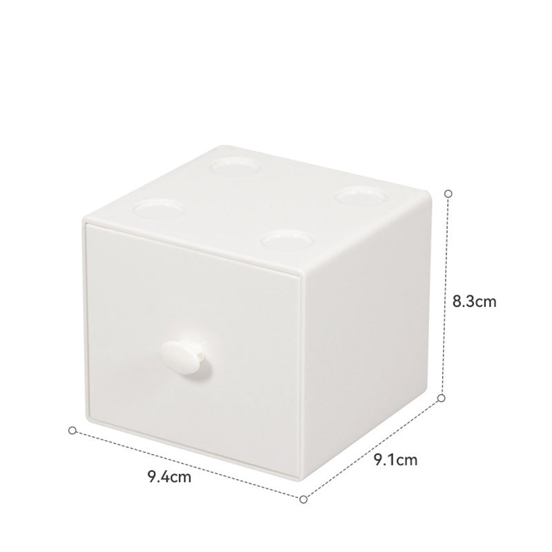 1pc 3.7x3.6x3.3 Inch Small Desk Organizer Box With Drawers For Craft Storage Stacking ,Office And Home