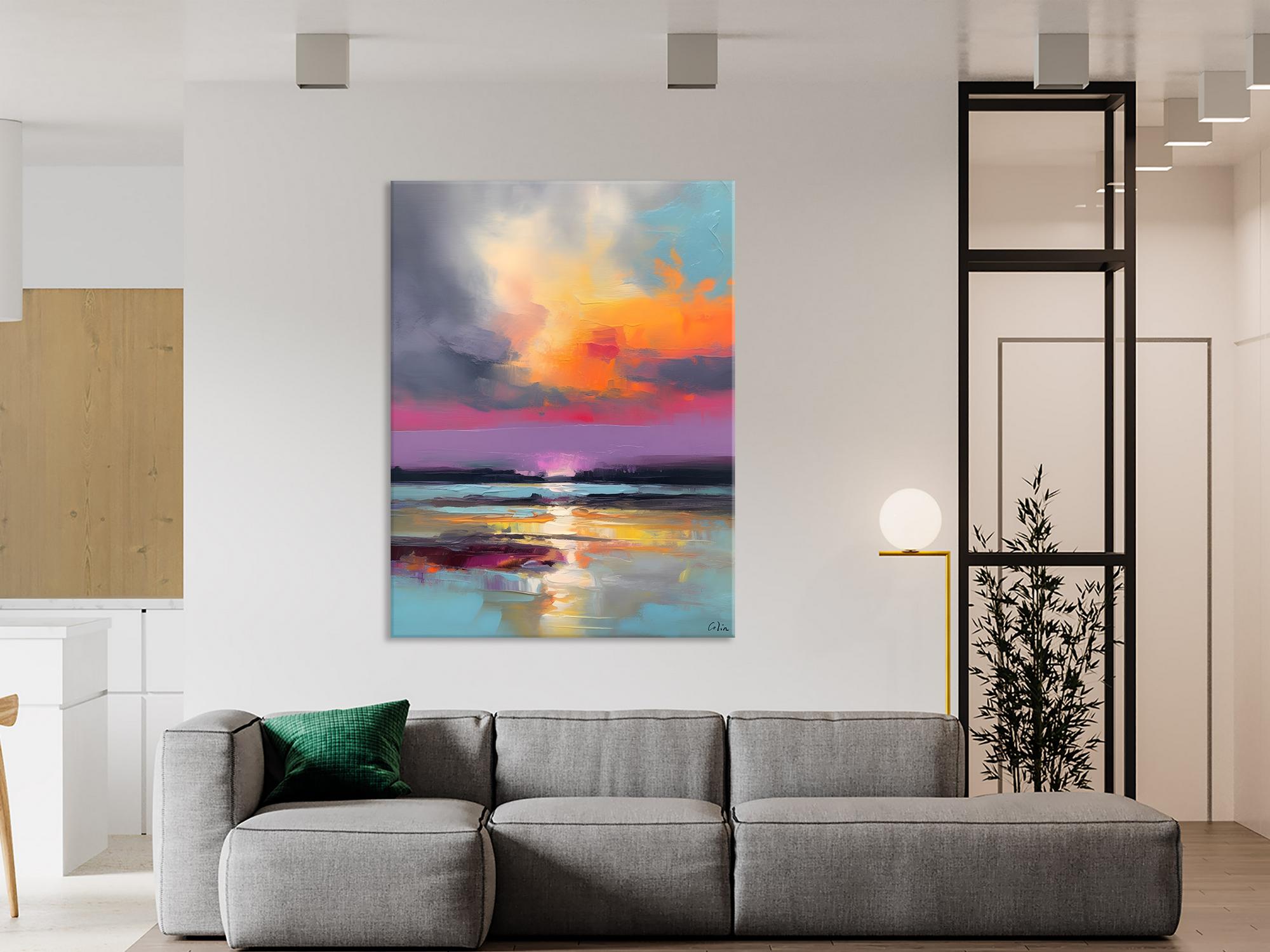 Canvas Painting for Living Room, Abstract Landscape Paintings, Original Modern Wall Art Painting, Oversized Contemporary Abstract Artwork