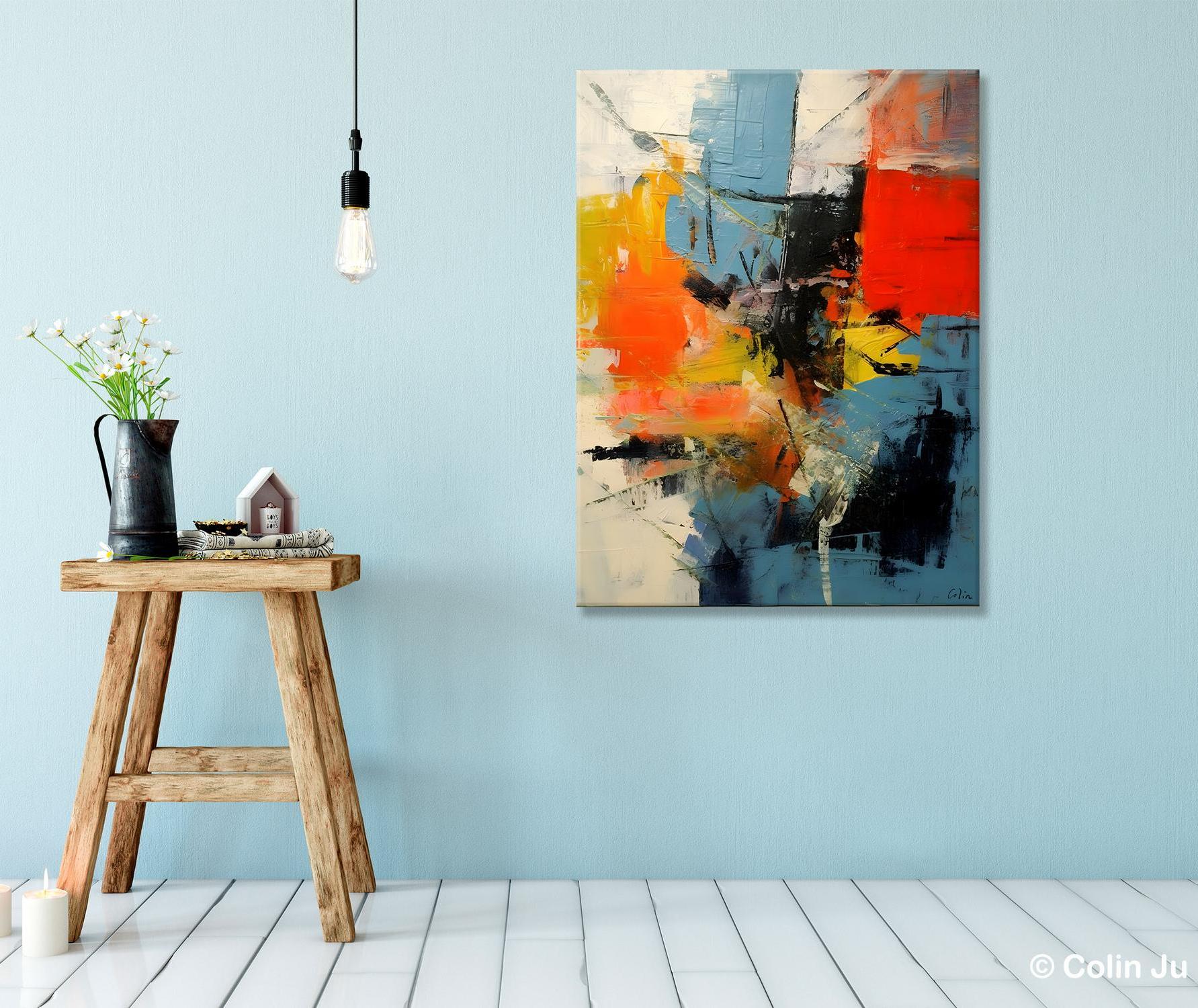 Abstract Paintings for Dining Room, Modern Paintings Behind Sofa, Buy Paintings Online, Original Palette Knife Canvas Art, Impasto Wall Art