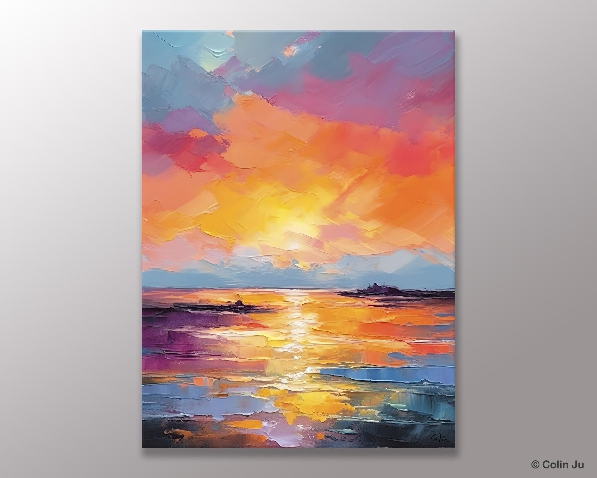 Hand Painted Canvas Art, Abstract Landscape Artwork, Original Landscape Painting on Canvas, Contemporary Wall Art Paintings, Huge Canvas Art