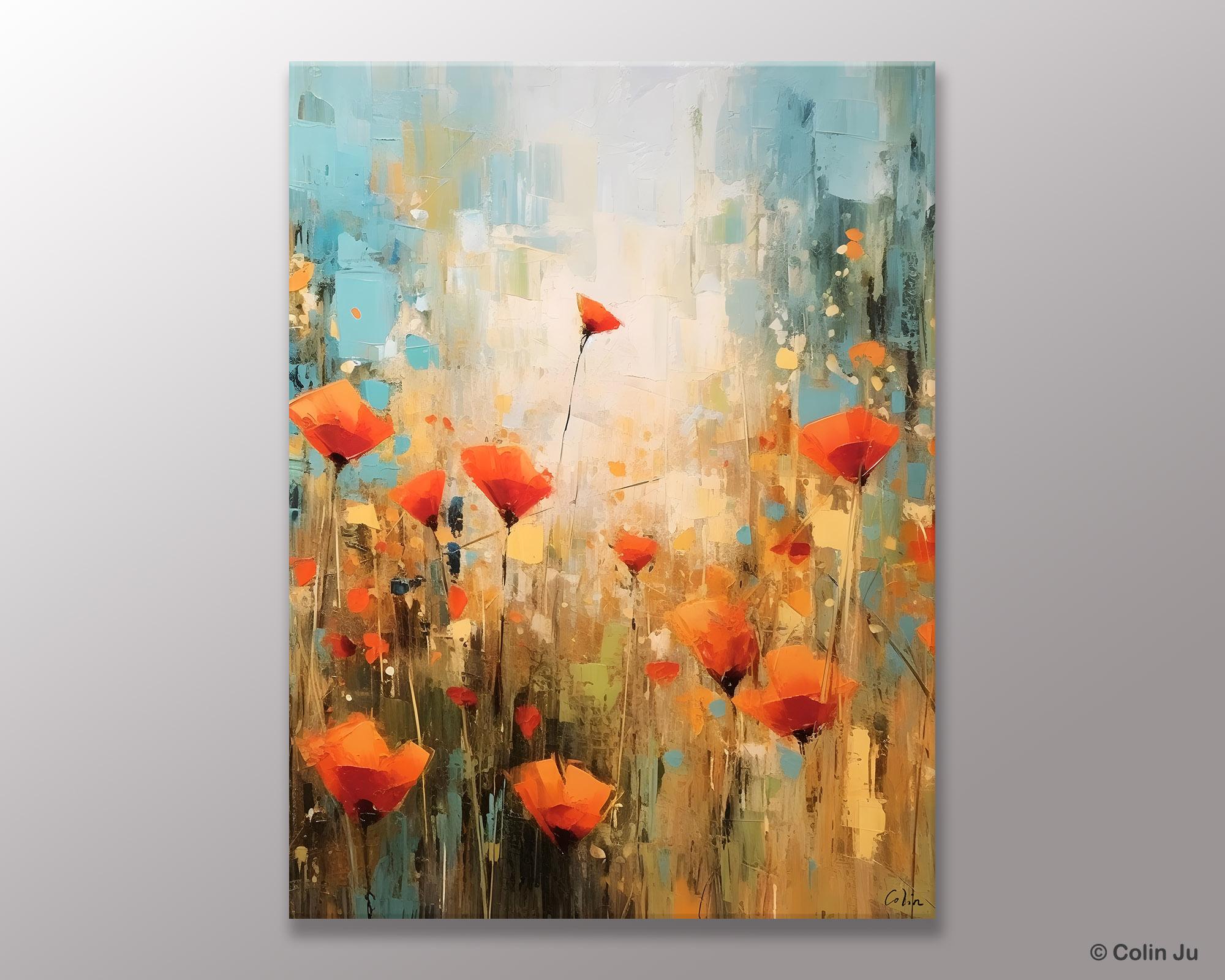 Abstract Flower Painting, Flower Acrylic Painting, Canvas Painting Flower, Original Paintings on Canvas, Modern Acrylic Paintings for Bedroom