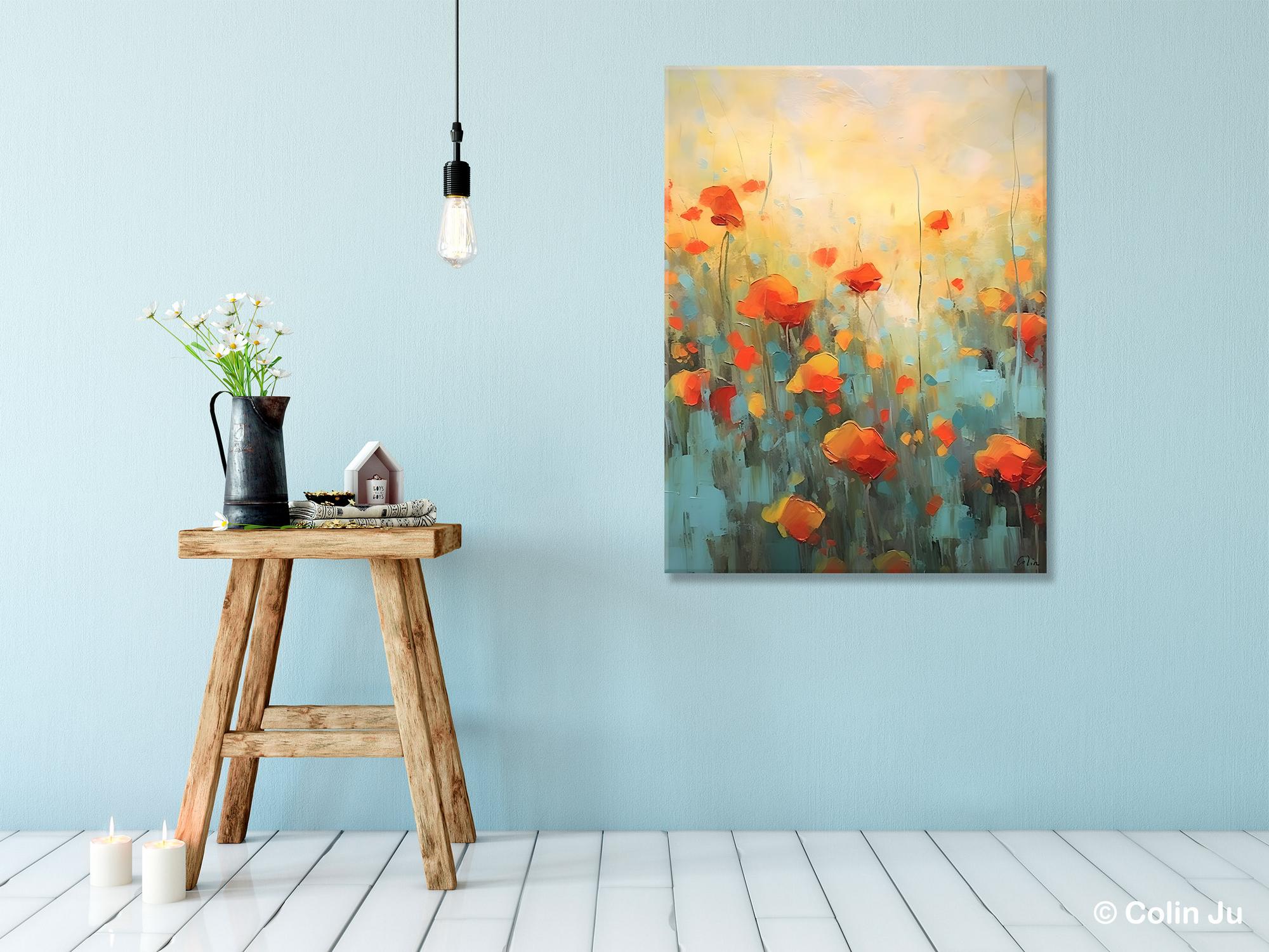 Canvas Painting Flower, Original Paintings on Canvas, Abstract Flower Painting, Flower Acrylic Painting, Modern Acrylic Paintings for Bedroom