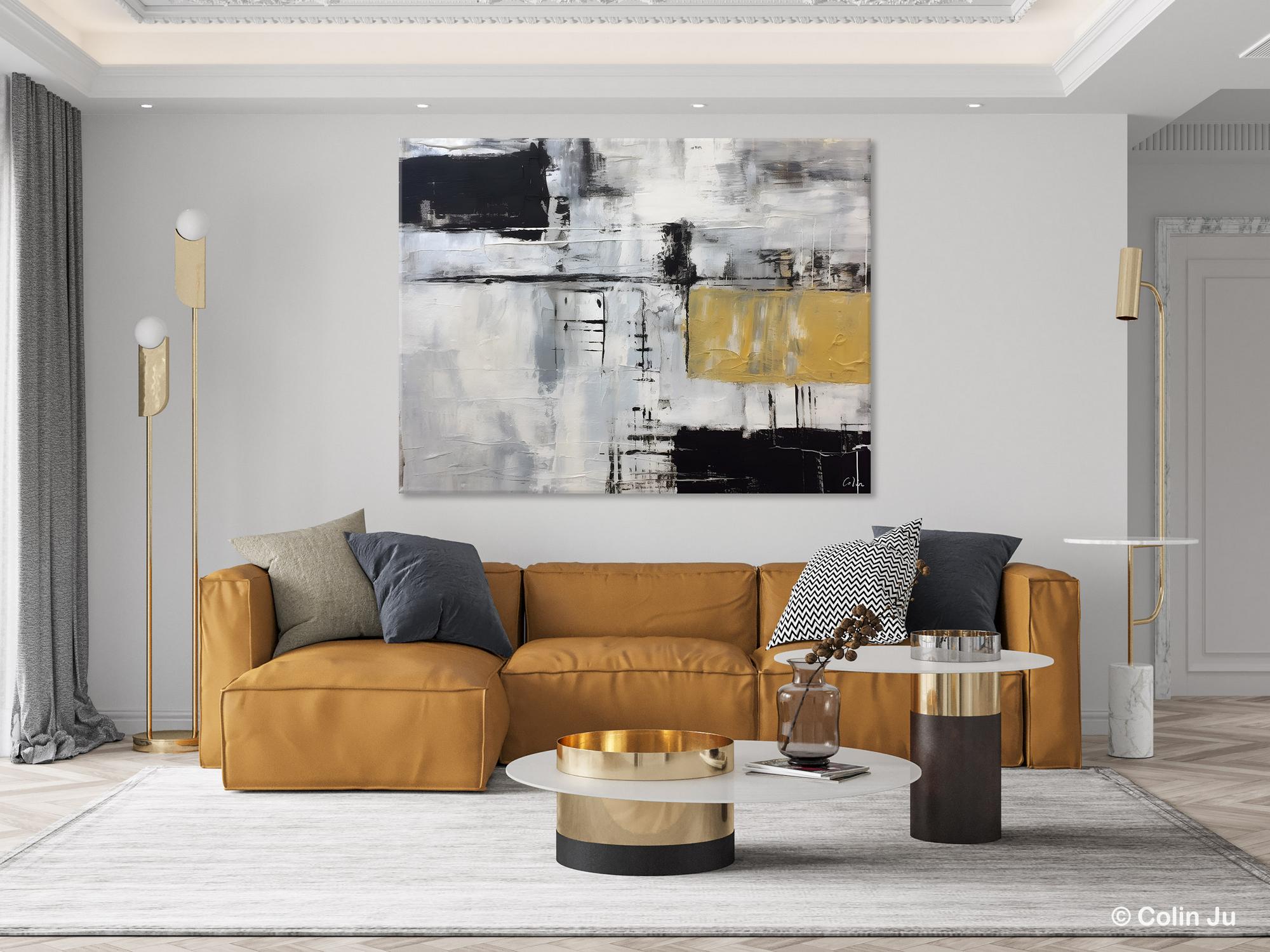 Black Abstract Acrylic Paintings, Large Paintings for Bedroom, Simple Modern Art, Original Canvas Paintings, Contemporary Canvas Paintings