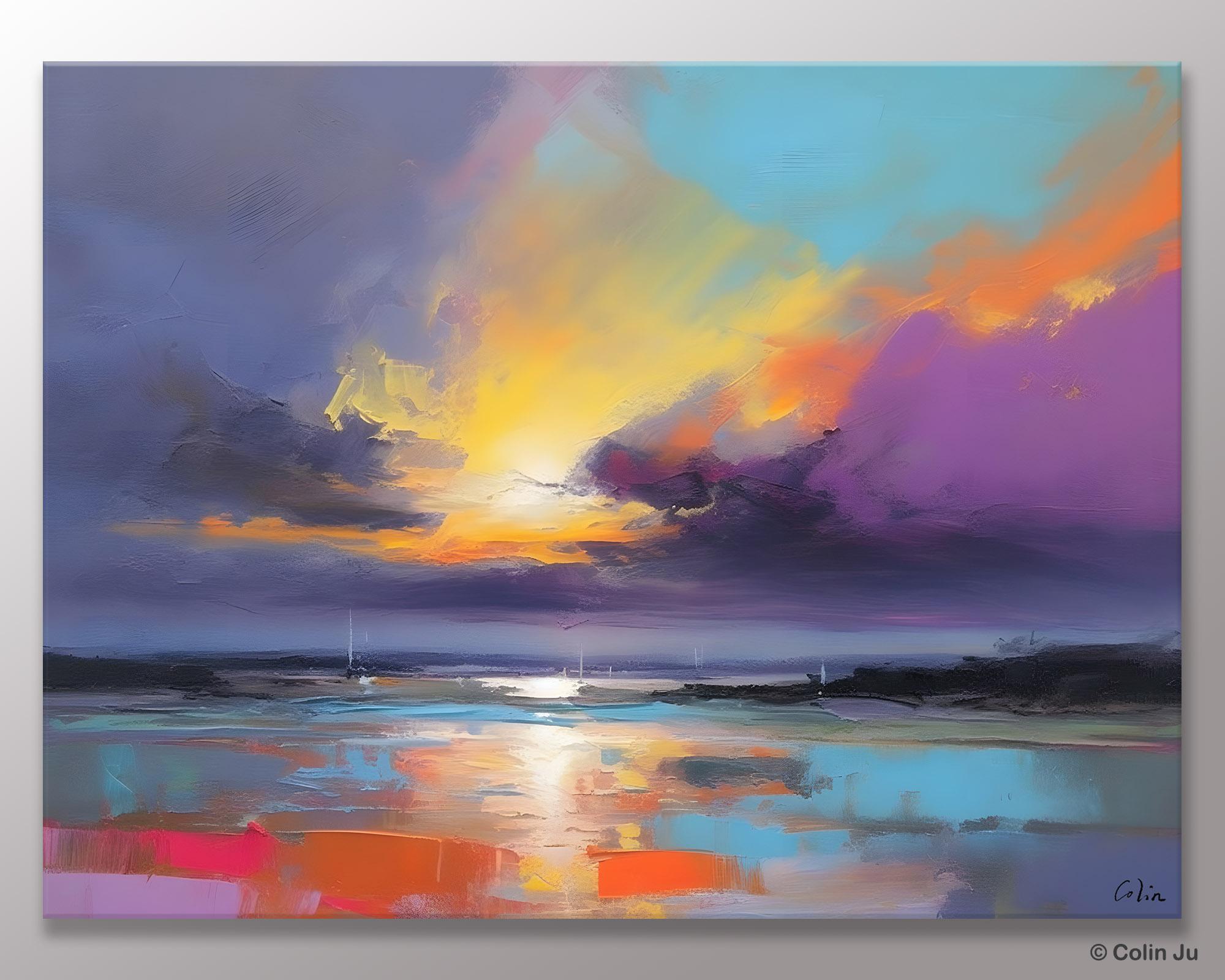 Landscape Painting on Canvas, Hand Painted Canvas Art, Abstract Landscape Artwork, Contemporary Wall Art Paintings, Extra Large Original Art