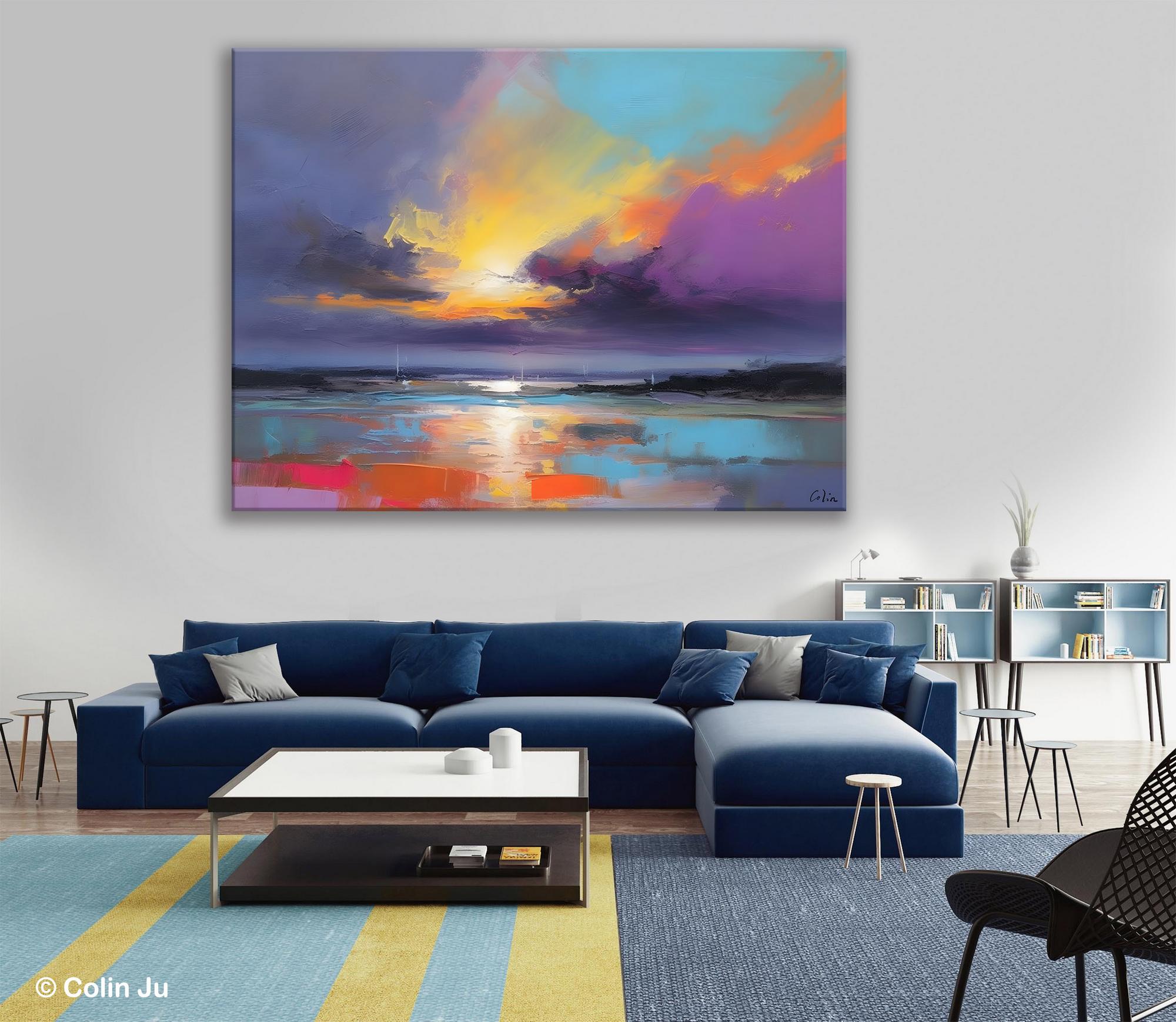 Landscape Painting on Canvas, Hand Painted Canvas Art, Abstract Landscape Artwork, Contemporary Wall Art Paintings, Extra Large Original Art