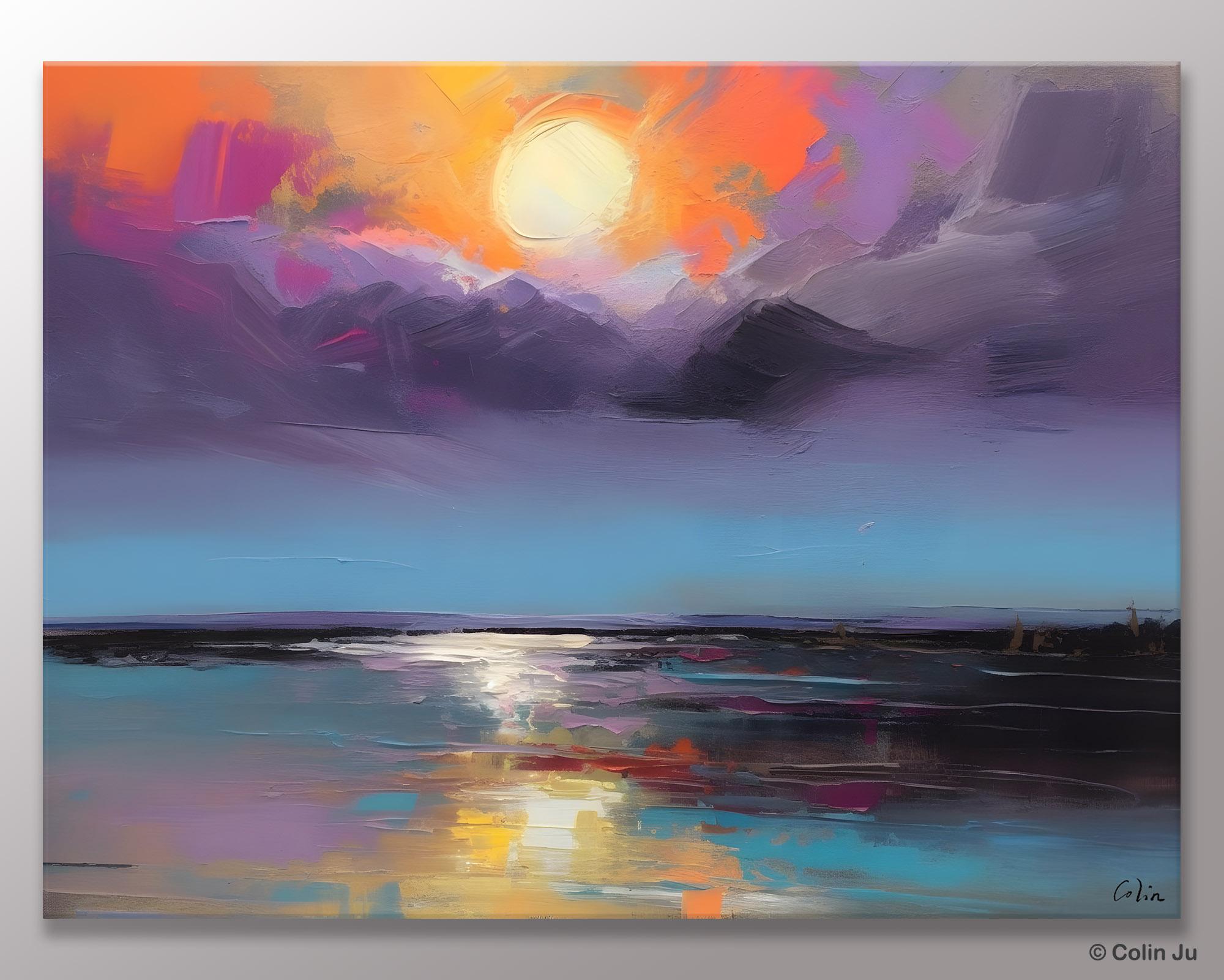 Abstract Landscape Painting on Canvas, Hand Painted Canvas Art, Contemporary Wall Art Paintings for Living Room, Huge Original Art