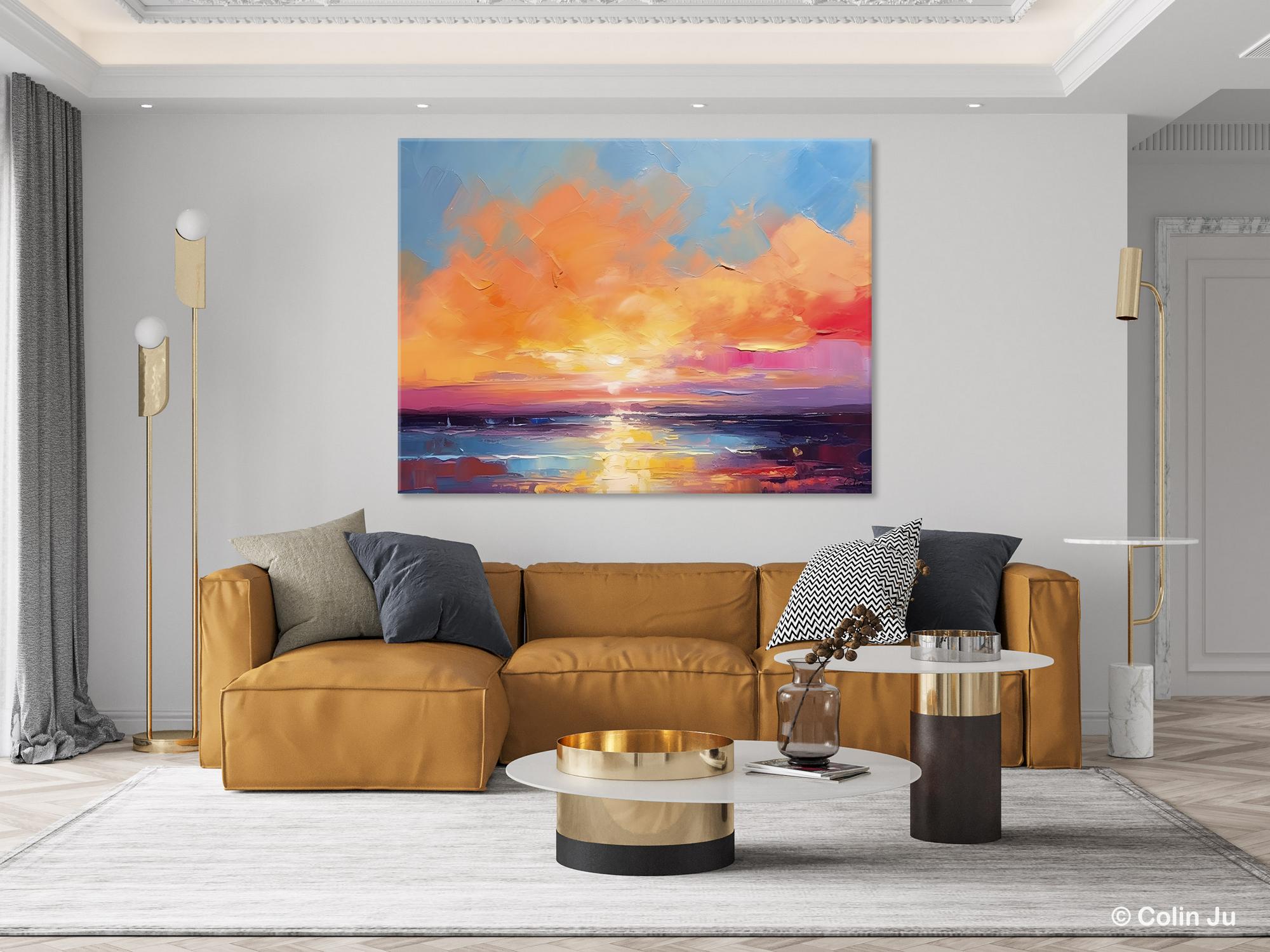 Acrylic Paintings for Living Room, Landscape Canvas Paintings, Sunrise Abstract Acrylic Painting, Contemporary Wall Art on Canvas