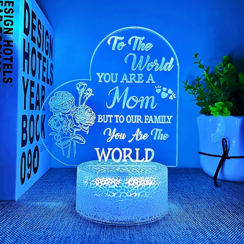 1pc Creative 3D Night Light, Blessings For Mother, USB Atmosphere Desk Lamp With Touch Button 6.69"x5.15"