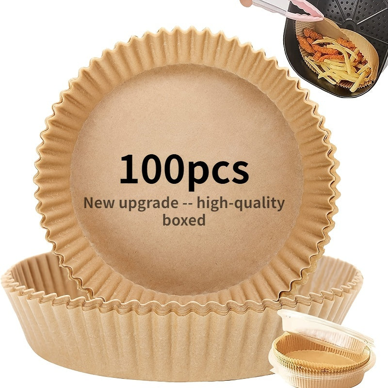 50/100pcs Air Fryer Disposable Paper Liner, Non-Stick Round Disposable Liner, Baking Paper Oil Proof, Food Grade Parchment, Used For Baking, Cooking Microwave