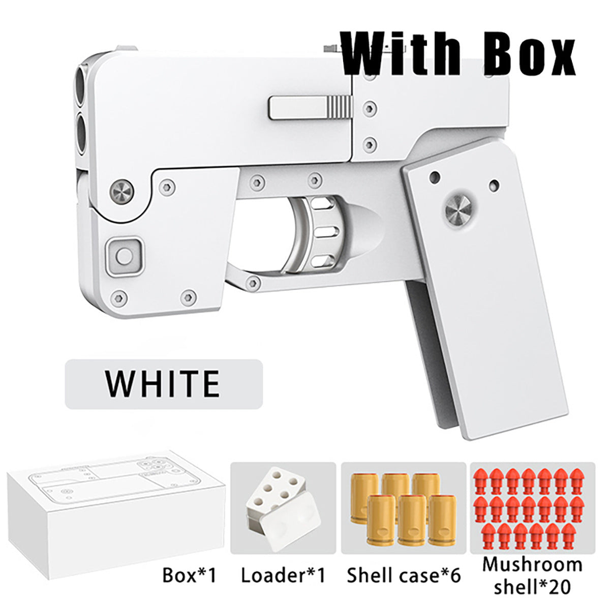 Foldable Gun Toy, Mobile Phone Shape Shell Throwing Submunition Gun Toy, Outdoor Sports Toy, Rubber Bullet Pistol With1*Loader+6*Shell Case+20*Mushroom Shell, For Children Birthday Christmas Gift