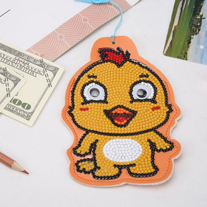 DIY Diamond Painting Animals Leather Bus Card Hanging Bag ID Card Holder - artpaintingworld