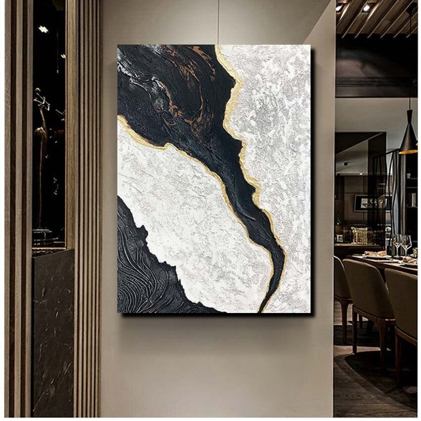 Black Modern Painting, Living Room Wall Art Ideas, Acrylic Canvas Paintings, Simple Wall Art Ideas, Contemporary Painting
