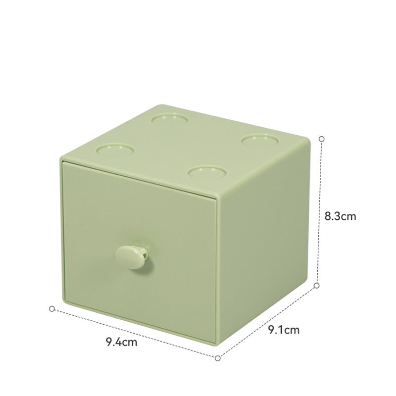 1pc 3.7x3.6x3.3 Inch Small Desk Organizer Box With Drawers For Craft Storage Stacking ,Office And Home