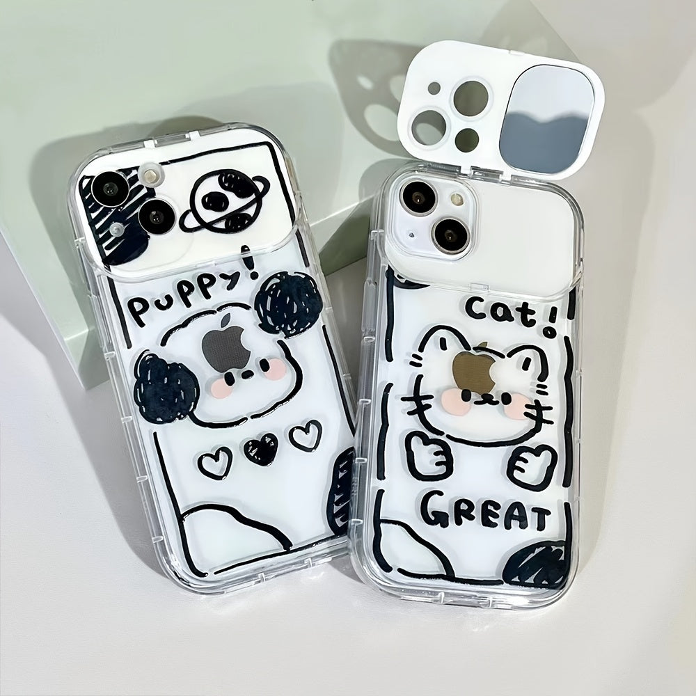 Transparent Cute Printed Phone Case With Mirror