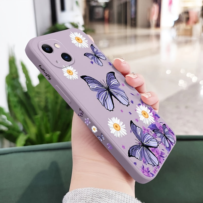 Purple Butterflies White Flower Pattern Phone Case