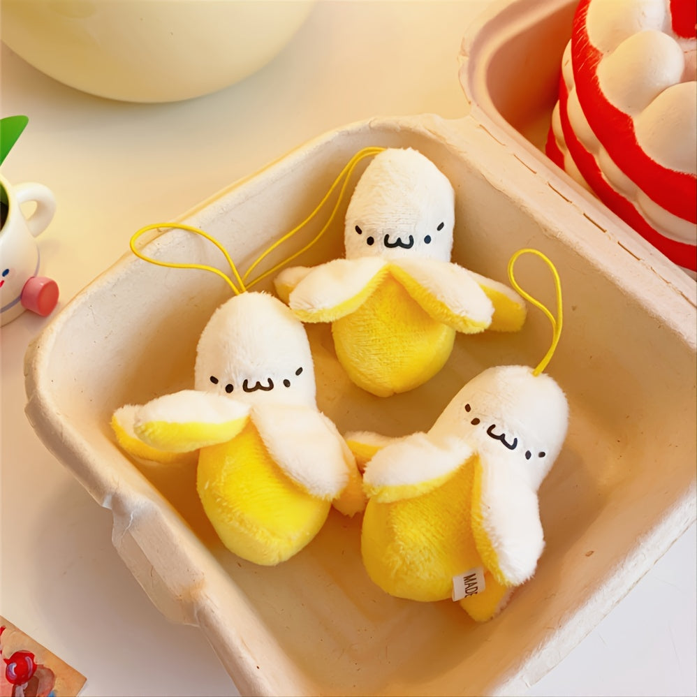 Cute Plush Peeled Banana Pendant Keychain Women's Fashion Pendant 1pc