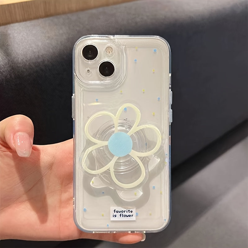 Transparent Phone Case With Flower Shape Phone Grip Phone Case