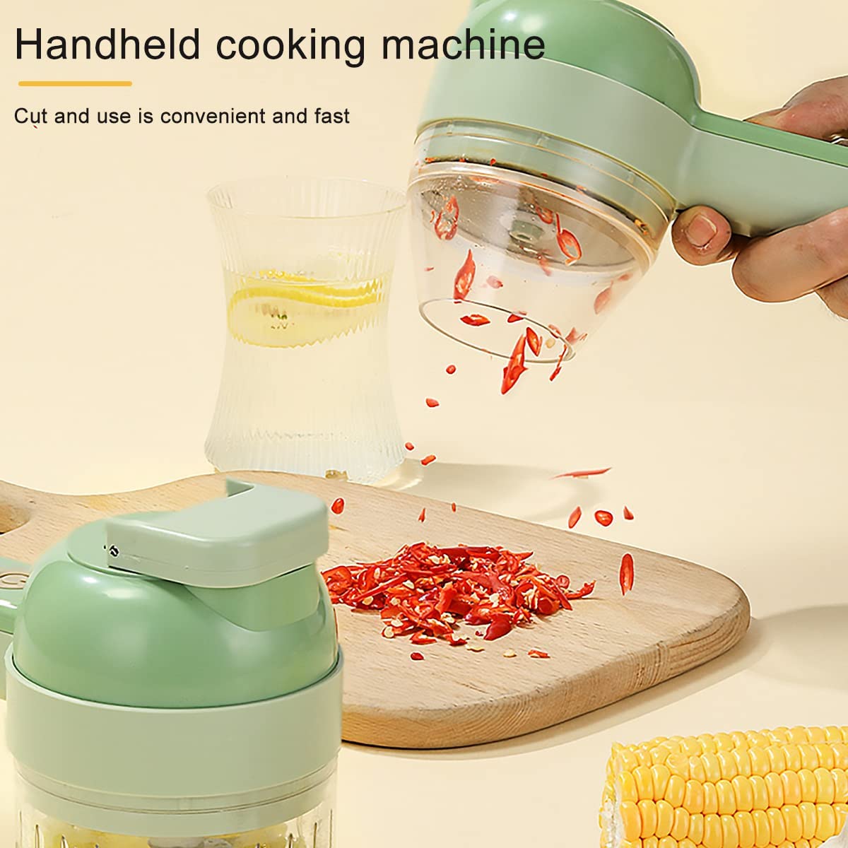 Vegetable Chopper - Handheld Electric Vegetable Chopper Electric Mini Food Processor with Brush