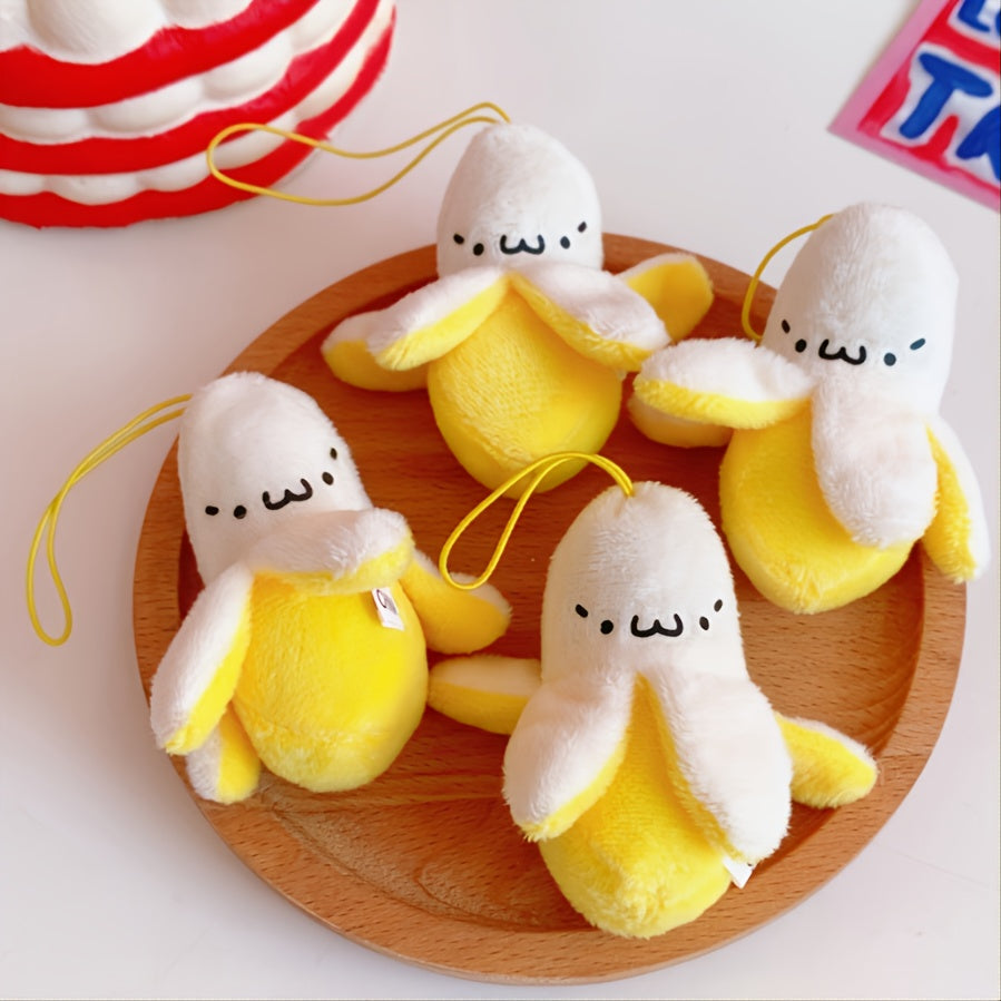 Cute Plush Peeled Banana Pendant Keychain Women's Fashion Pendant 1pc