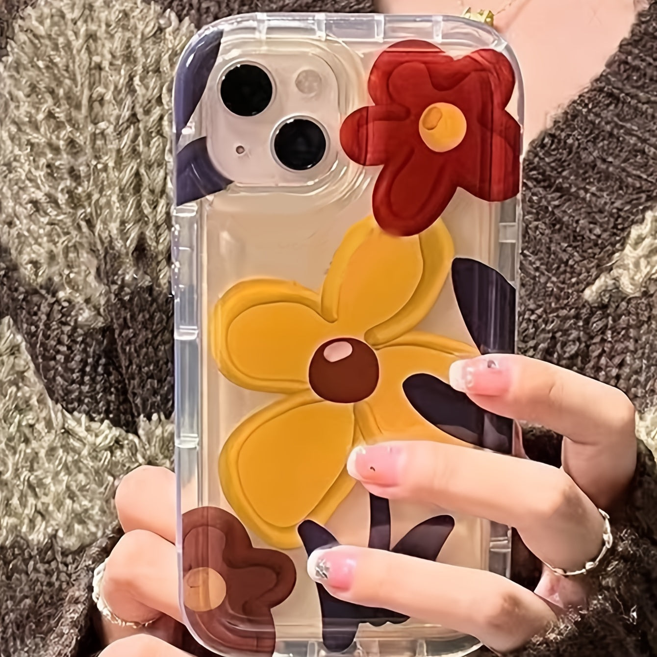 Transparent Phone Case With Flower Pattern