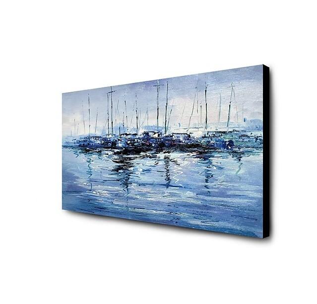 Abstract Landscape Paintings, Boat Paintings, Palette Knife Paintings, Hand Painted Canvas Art