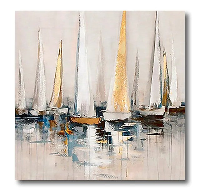 Acrylic Painting on Canvas, Simple Painting Ideas for Dining Room, Sail Boat Paintings, Modern Acrylic Canvas Painting, Oversized Canvas Painting for Sale