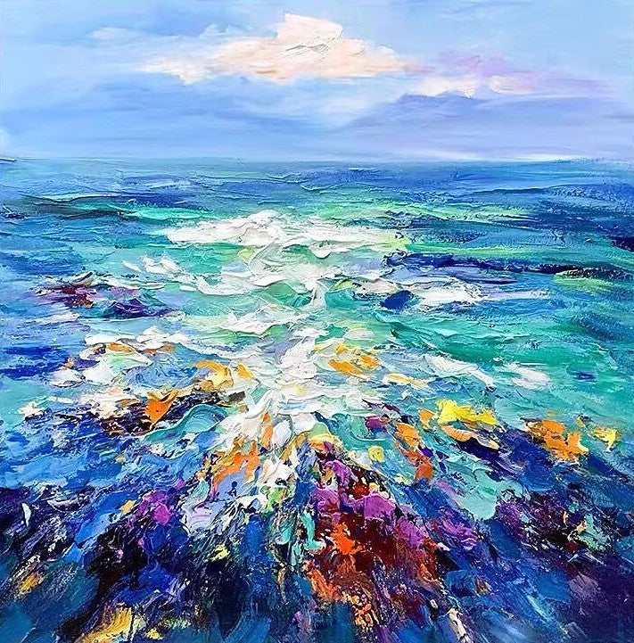 Heavy Texture Paintings, Palette Knife Paniting, Acrylic Painting on Canvas, Modern Acrylic Canvas Painting, Oversized Wall Art Painting for Sale