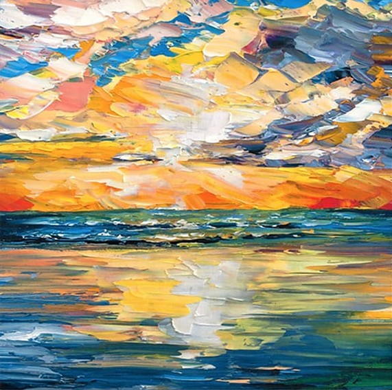 Hand Painted Canvas Painting, Simple Modern Art, Paintings for Living Room, Sunrise Painting, Simple Painting Ideas for Bedroom