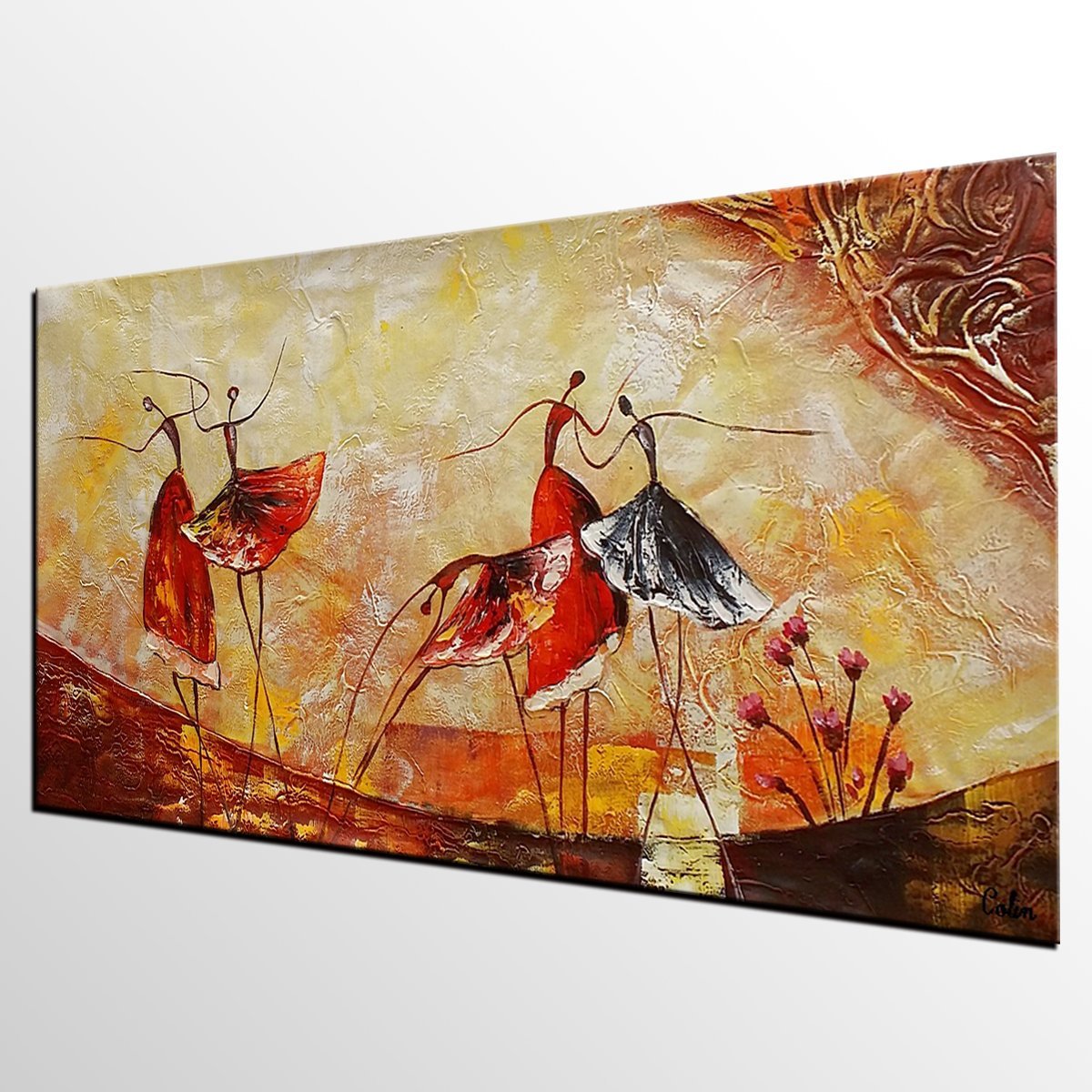 Simple Canvas Painting, Dining Room Wall Art Paintings, Buy Art Online, Abstract Acrylic Painting, Ballet Dancer Painting