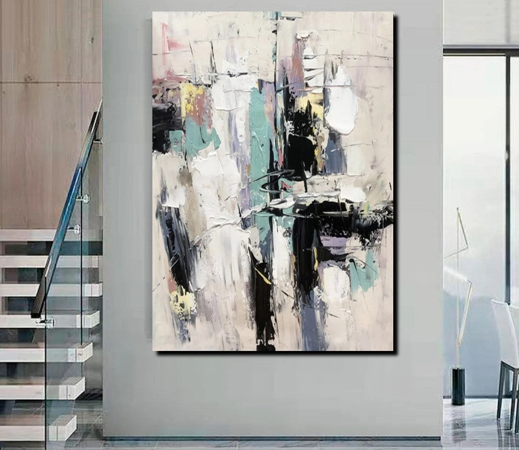 Contemporary Modern Art, Living Room Abstract Art Ideas, Black and White Impasto Paintings, Buy Wall Art Online, Palette Knife Abstract Paintings