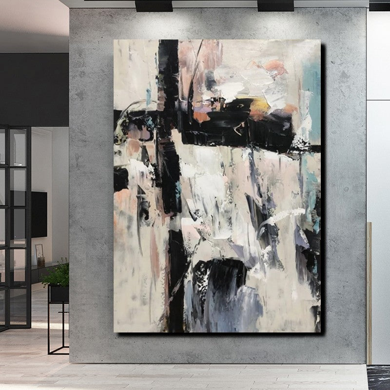Black and White Impasto Paintings, Contemporary Modern Art, Bedroom Abstract Art Ideas, Buy Wall Art Online, Palette Knife Abstract Paintings