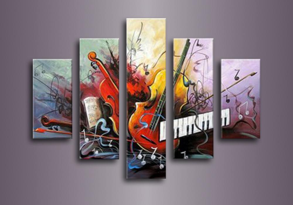 Guitar Painting, Violin Painting, Electronic Organ Painting, 5 Piece Modern Wall Art, Extra Large Art
