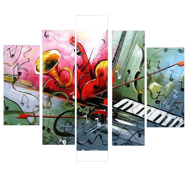 Violin Painting, Bedroom Abstract Painting, Electronic Organ Painting, 5 Piece Canvas Art