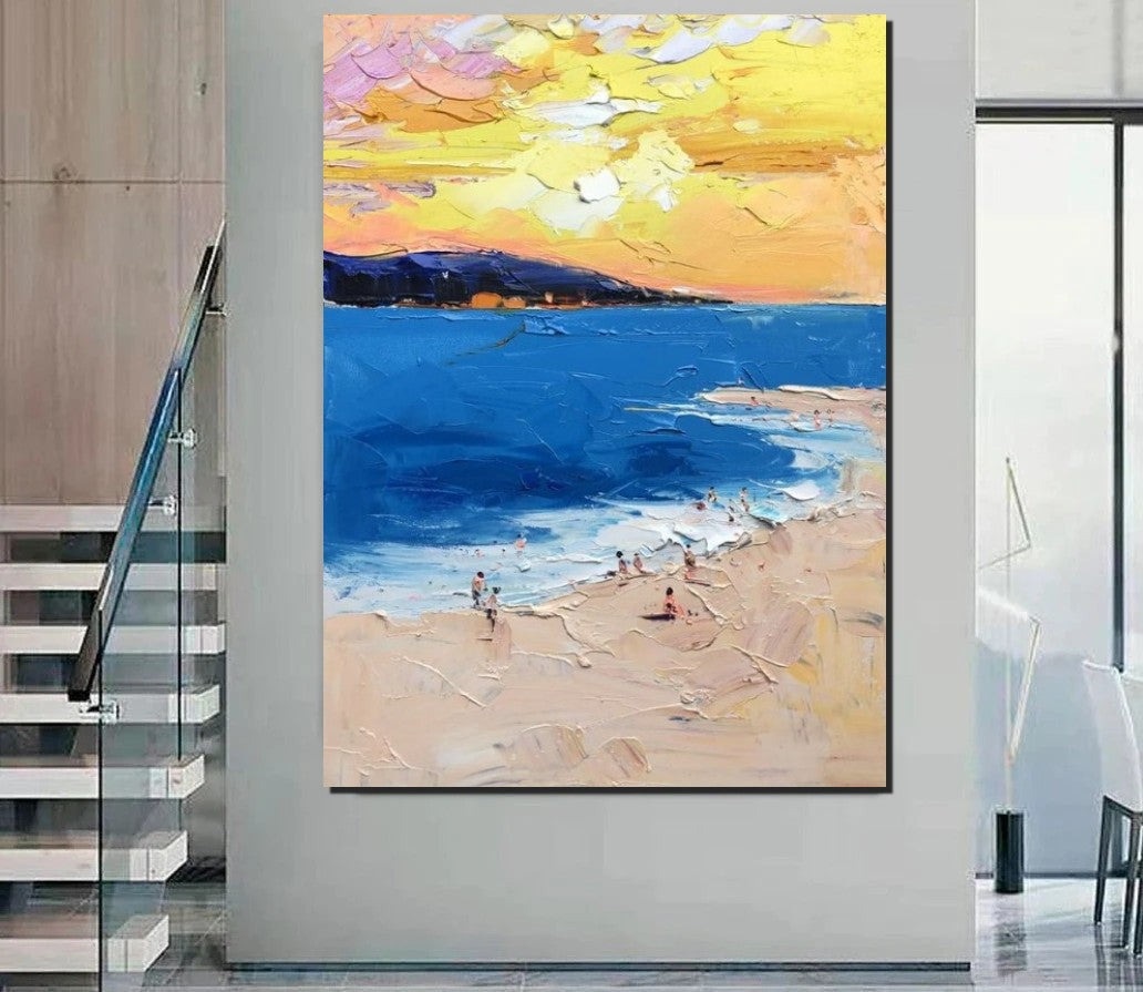 Large Wall Art Ideas for Bedroom, Landscape Canvas Painting, Heavy Texture Painting, Seashore Painting, Beach Painting, Large Paintings for Living Room