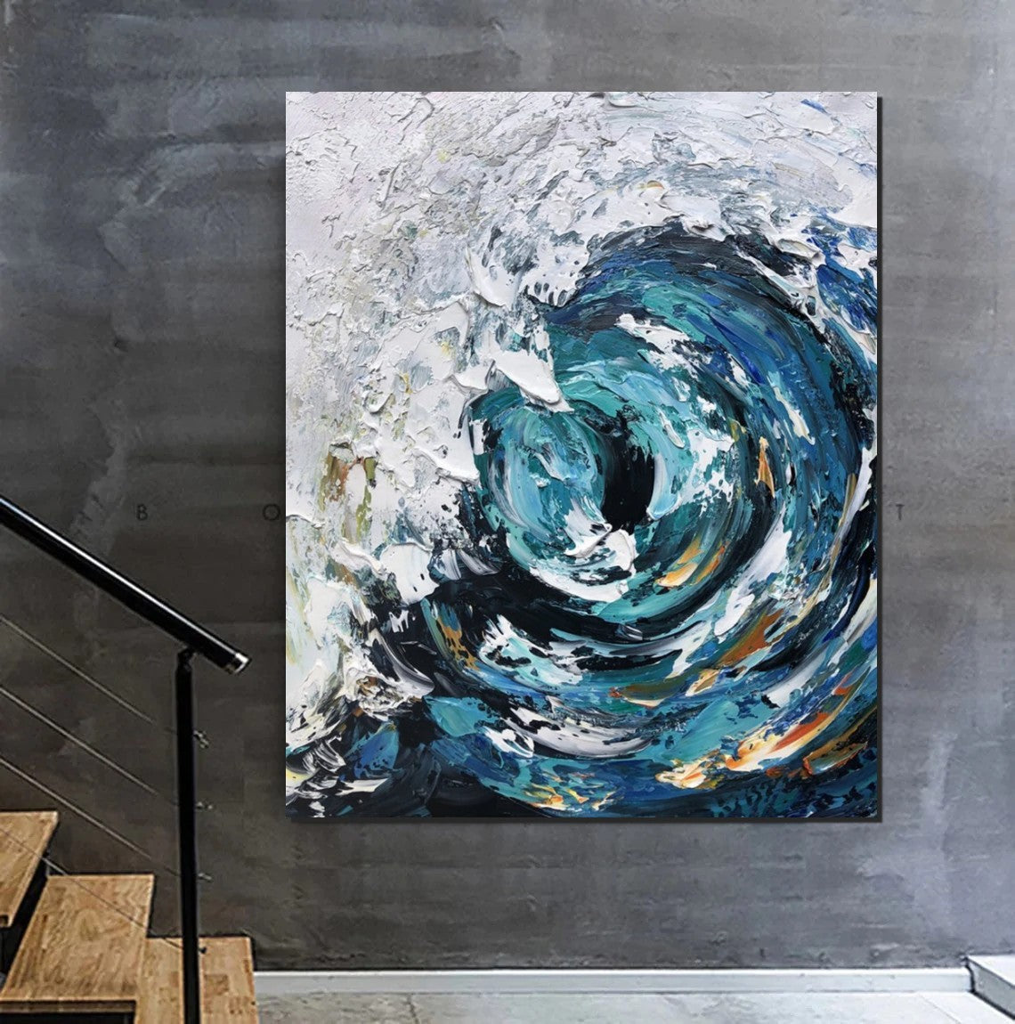 Big Wave Painting, Seascape Canvas Painting, Living Room Wall Art Painting, Landscape Canvas Paintings, Heavy Texture Canvas Art