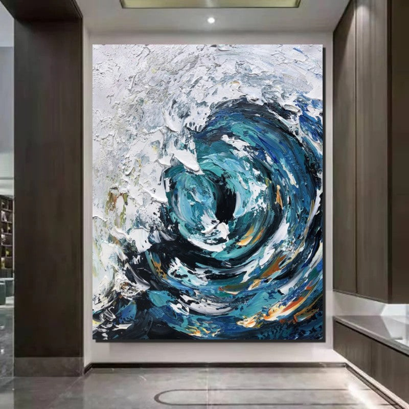 Big Wave Painting, Seascape Canvas Painting, Living Room Wall Art Painting, Landscape Canvas Paintings, Heavy Texture Canvas Art