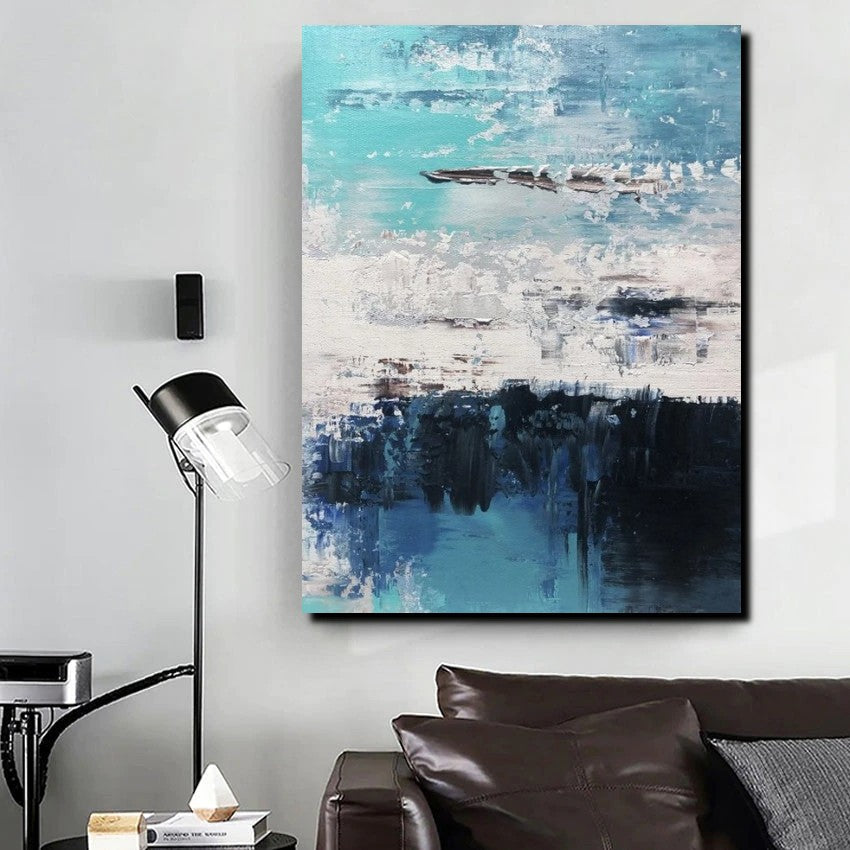 Blue Abstract Paintings, Acrylic Paintings for Bedroom, Contemporary Canvas Wall Art, Buy Large Paintings Online